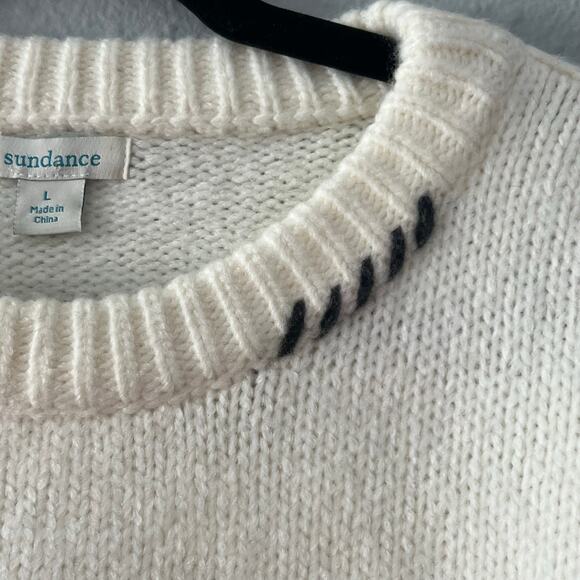 Sundance Snowflake Sweater Women’s Large Cream Black Knit Winter Nordic Pullover - Picture 5 of 6